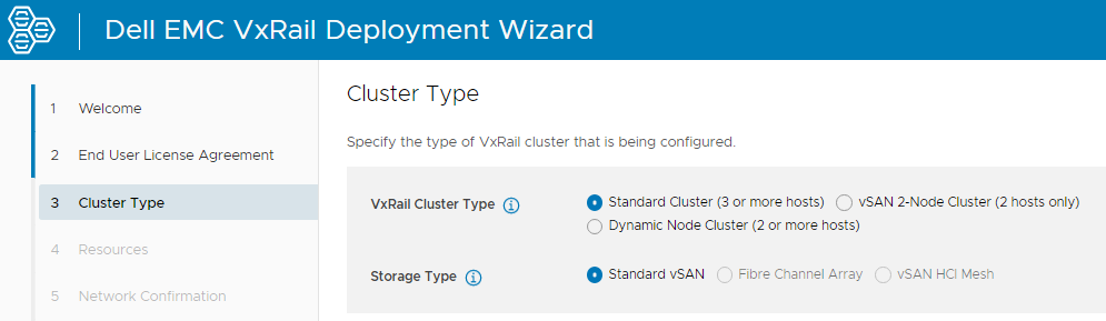 VxRail cluster type